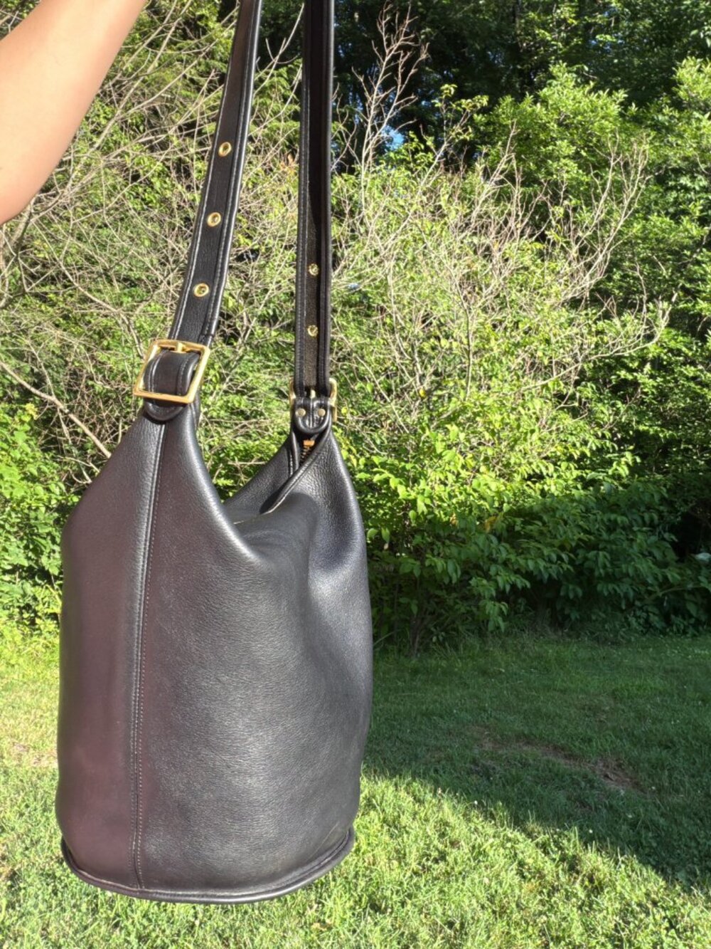 Coach Duffle Sac 9085 Black USA Made Glove Tanned Leather Bucket Shoulder Bag - Picture 10 of 10